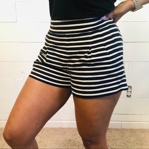 J. Crew waisted shorts. Navy and white stripes